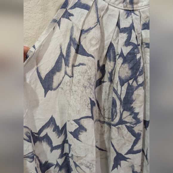 Bellambra Italian Linen Halter Dress In Blue And White - Picture 2 of 7